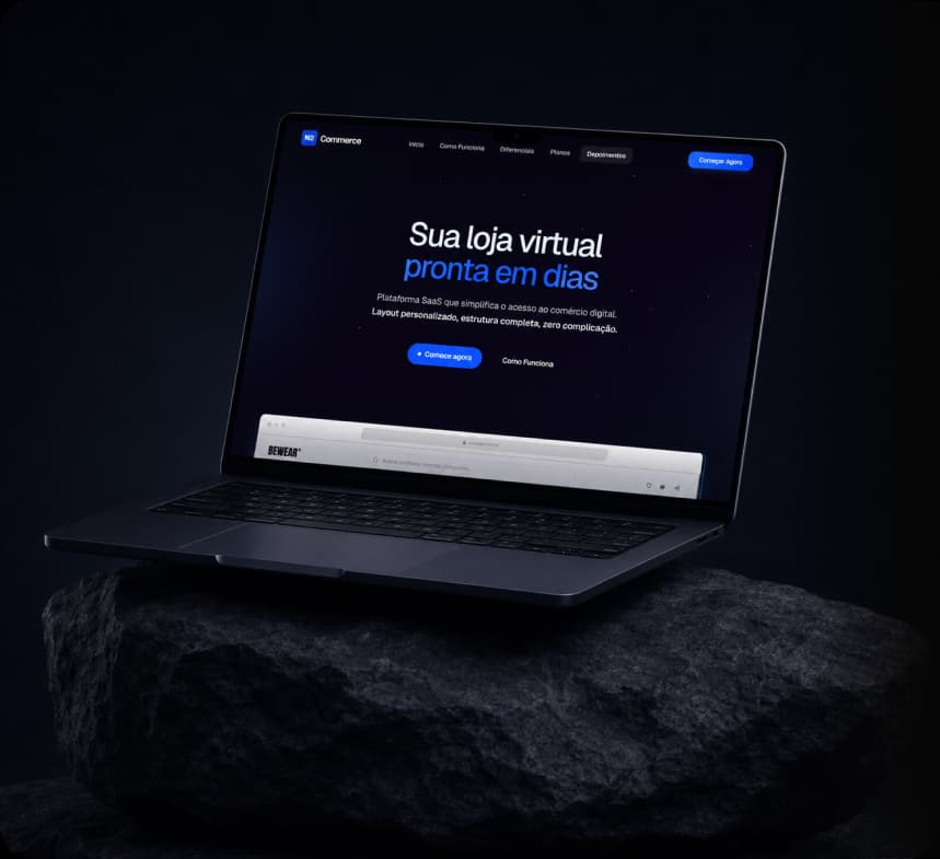 Mockup da interface do projeto N2 Commerce - Landing Page